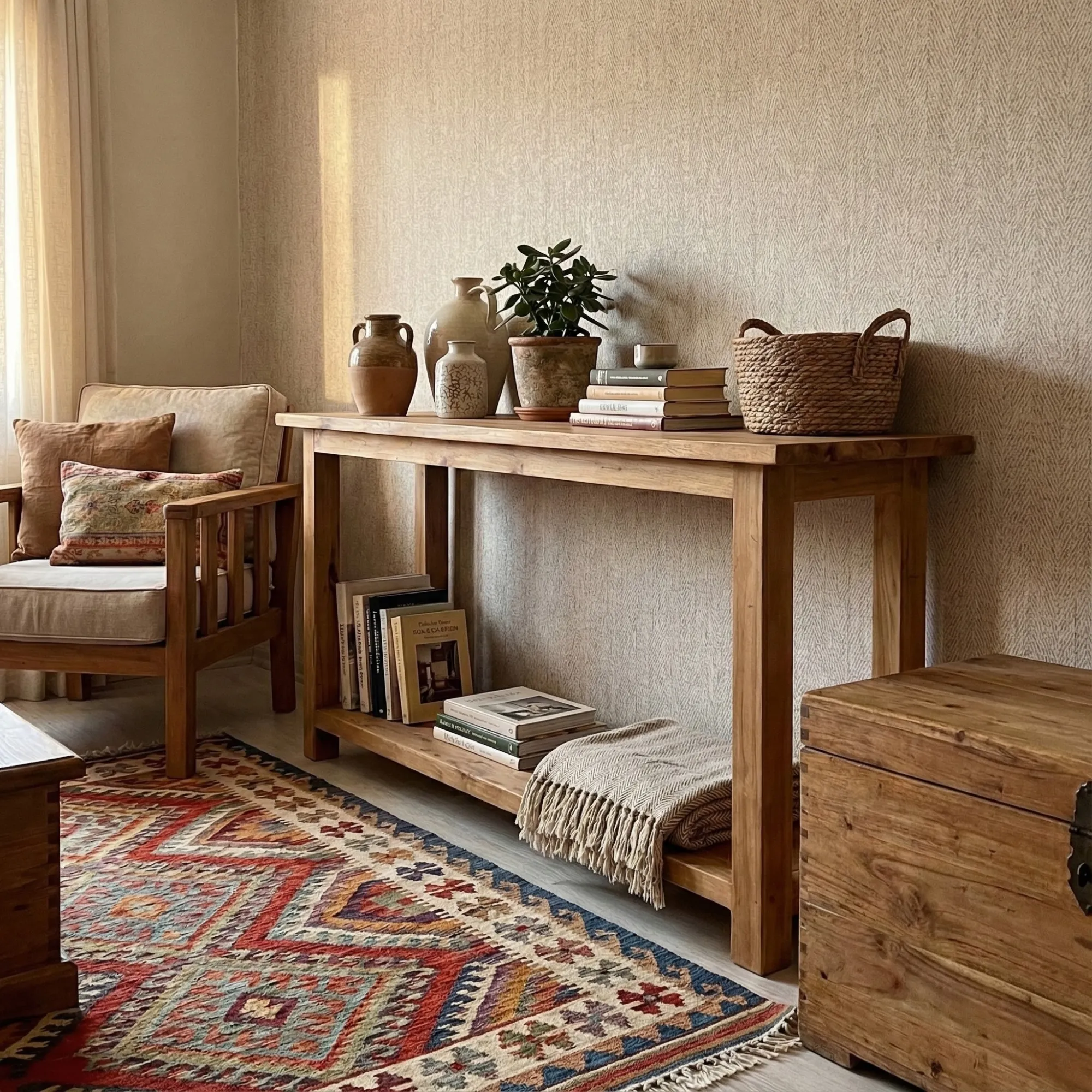 Narrow Solid Wood Console Table - view 4